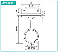 Central Round Support 1-5/16'', Screw Mount, Matte Brass