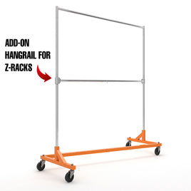 Add-On Hangrails, 60" L, For Z-Racks, Chrome