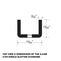 Slotted Wall Standard, A-line Medium Heavy Duty, 1/2" Slots on 1" centers, 48" - 96", Satin Zinc