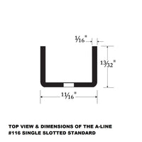 Slotted Wall Standard, A-line Medium Duty, 1/2" Slots on 1" centers, 36" - 84", Satin Zinc