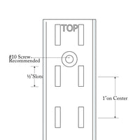 Double Slotted Wall Standard, A-line Medium Heavy Duty, 1/2" Slots on 1" centers, 48" - 96", Satin Zinc