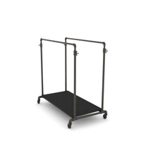 Pipeline Adjustable Double Bar Ballet Rack with Base Shelf