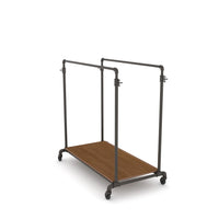 Pipeline Adjustable Double Bar Ballet Rack with Base Shelf