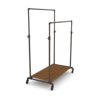 Pipeline Adjustable Double Bar Ballet Rack with Base Shelf