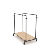 Pipeline Adjustable Double Bar Ballet Rack with Base Shelf