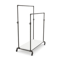 Pipeline Adjustable Double Bar Ballet Rack with Base Shelf