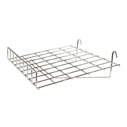 Slant Shelf W/ Lip, 1/4" wire, for Grid Panel, 24"L X 15"D, Chrome