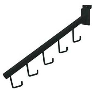 Waterfall, For Slatwall, 16" Sq Tube, W/ 5 Hooks, Black