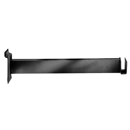 Hangrail Bracket, For Slatwall, 12", Holds Rect Tube, Black