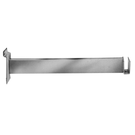 Hangrail Bracket, For Slatwall, 12", Holds Rect Tube, Chrome