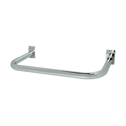 Hangrail For Slatwall, "U" Shaped, 11"D X 22"L, Rnd Tubing, Chrome