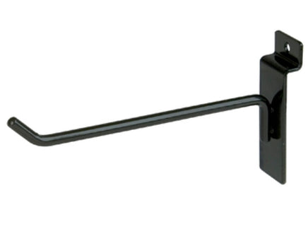 DISPLAY HOOK, FOR SLATWALL, 6"L, 1/4" DIA WIRE, BLACK