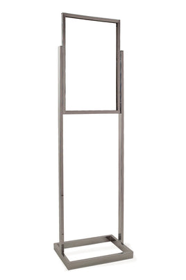 Bulletin Sign Holder, 14"W X 22"H, Rect Tube Frame & Base, Chrome