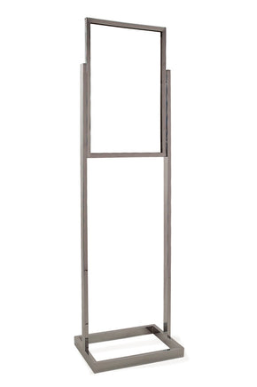 Bulletin Sign Holder, 14"W X 22"H, Rect Tube Frame & Base, Chrome