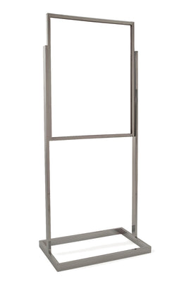 Bulletin Sign Holder, 22"W X 28"H, Rect Tube Frame & Base, Chrome