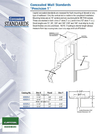 Recessed Standard, B-Line, 96" Long w 13/16'' Lip for 3/4" wallboard, Black