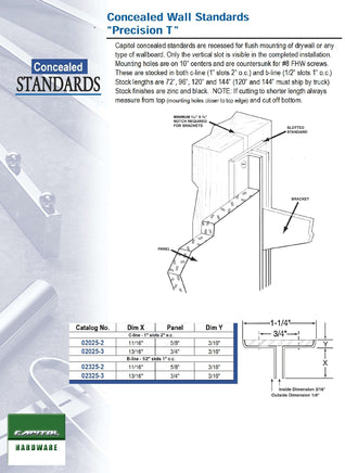 Recessed Standard, C-Line, 120" Long w 13/16'' Lip for 3/4" wallboard, Zinc