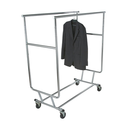 Salesman's Double Bar Folding Rack, 48" L, 55" - 65" H, Chrome