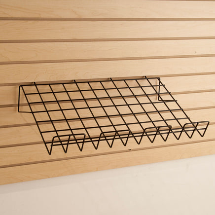 Downslant Wire Shelf for Slatwall with Front Lip, 22-1/2" x 14", Black (shipped in full boxes of 6)