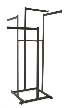 4-Way Hi-Capacity Rack, Rectangular Tube Uprights, W/ 22" Rectangular Tube Straight Arms, Black