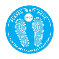 Please Wait Here - PPE Floor Decal - 12"Diameter - Pack of 5