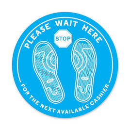 Please Wait Here - PPE Floor Decal - 12"Diameter - Pack of 5