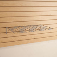 Straight Wire Shelf for Slatwall, 23-3/8" x 14", Epoxy Chrome (shipped in full boxes of 6)